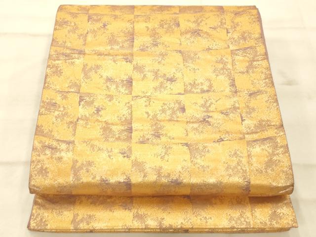 平和屋着物◎全通柄袋帯 霞石畳文 金糸 正絹 逸品 AAAP5026fw