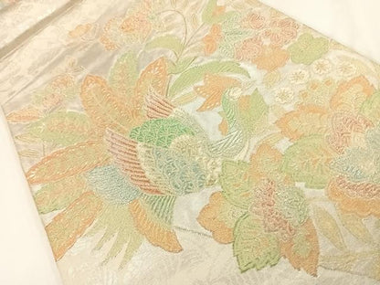 平和屋着物◎六通柄袋帯 更紗花鳥文 金銀糸 正絹 逸品 AAAP5741wt