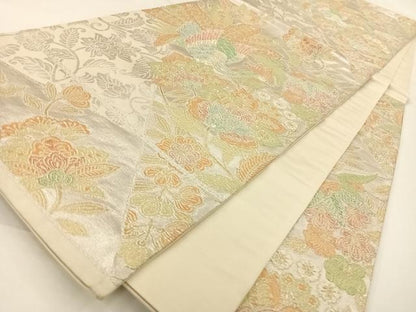 平和屋着物◎六通柄袋帯 更紗花鳥文 金銀糸 正絹 逸品 AAAP5741wt