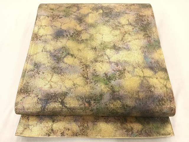 平和屋着物◎全通柄袋帯 霞文 金糸 正絹 逸品 AAAP5764wt