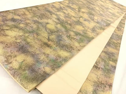 平和屋着物◎全通柄袋帯 霞文 金糸 正絹 逸品 AAAP5764wt