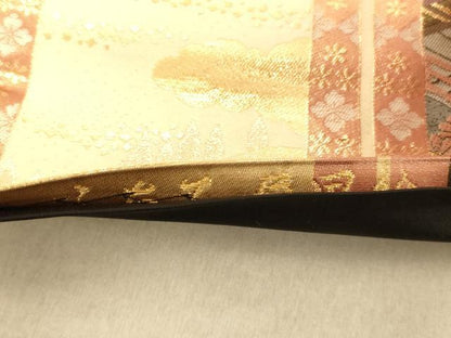 平和屋着物◎六通柄袋帯 唐織 ふたみ屏風文 金糸 正絹 逸品 AAAP6017fw