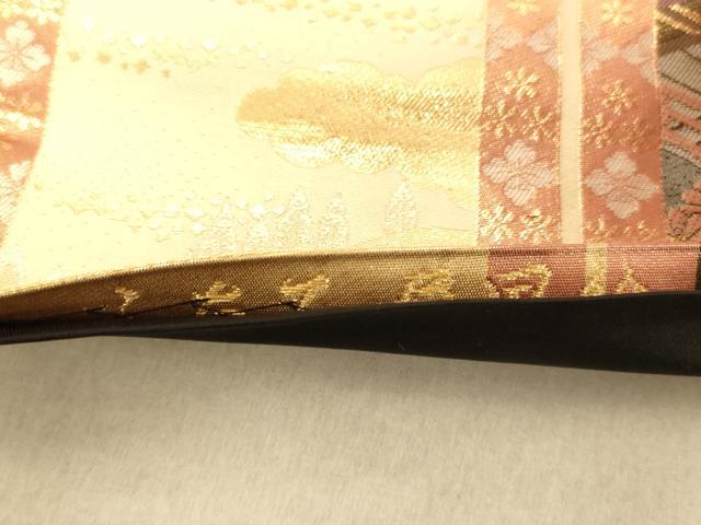 平和屋着物◎六通柄袋帯 唐織 ふたみ屏風文 金糸 正絹 逸品 AAAP6017fw