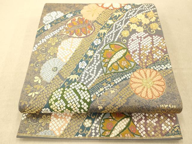 平和屋着物◎六通柄袋帯 唐織 舞花文 金糸 正絹 逸品 AAAP6029fw