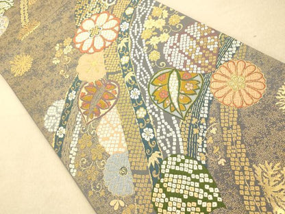 平和屋着物◎六通柄袋帯 唐織 舞花文 金糸 正絹 逸品 AAAP6029fw