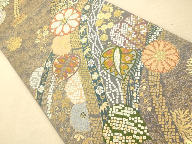 平和屋着物◎六通柄袋帯 唐織 舞花文 金糸 正絹 逸品 AAAP6029fw
