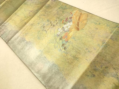 平和屋着物◎太鼓柄袋帯 花籠文 金糸 引箔 正絹 逸品 AAAP6042fw