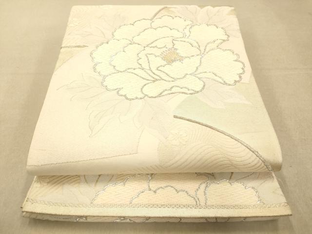 平和屋着物◎六通柄袋帯 唐織 地紙牡丹文 金銀糸 正絹 逸品 AAAP6050fw