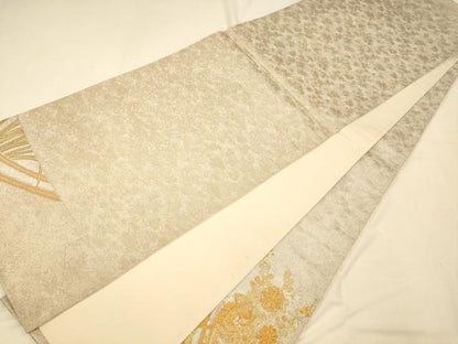 平和屋着物◎太鼓柄袋帯 鴛鴦草花霞文 金銀糸 正絹 逸品 AAAP6073fw