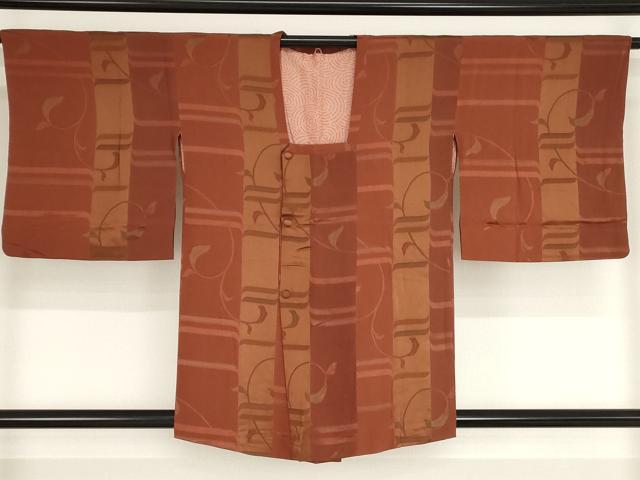 平和屋着物■道行コート　唐草間道地紋　正絹　逸品　AAAP6225bw