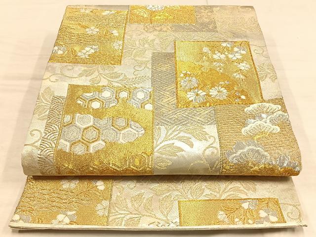 平和屋着物◎六通柄袋帯　唐織　草花文　金銀糸　正絹　逸品　AAAP6282ey