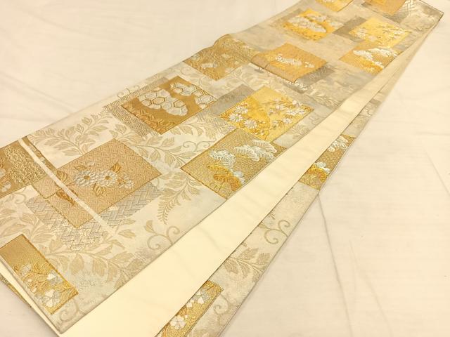 平和屋着物◎六通柄袋帯　唐織　草花文　金銀糸　正絹　逸品　AAAP6282ey