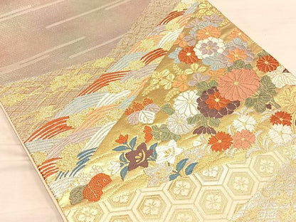 平和屋着物◎六通柄袋帯 唐織 草花文 金銀糸 正絹 逸品 AAAP6284ey
