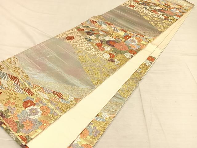 平和屋着物◎六通柄袋帯 唐織 草花文 金銀糸 正絹 逸品 AAAP6284ey