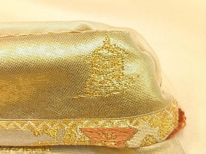 平和屋着物◎六通柄袋帯 唐織 エ霞花鳥文 金銀糸 引箔 正絹 逸品 AAAP6304ey