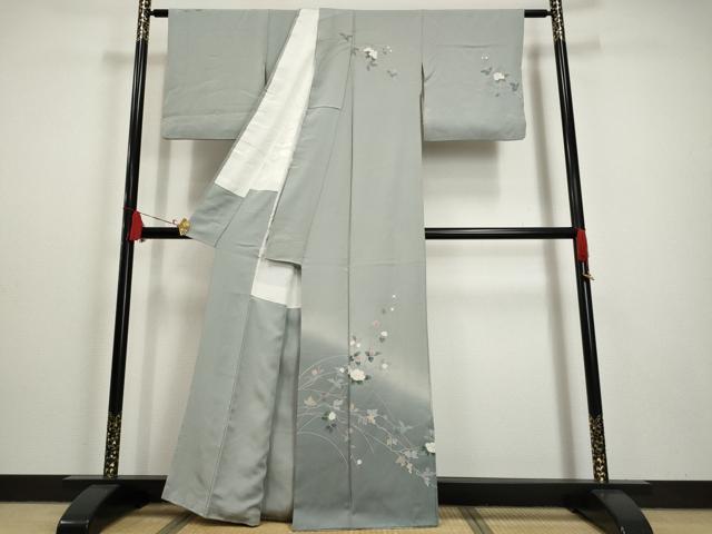 平和屋着物■訪問着　友禅　枝花文　暈し染め　正絹　逸品　AAAP7275cg