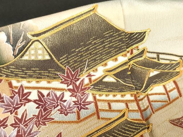平和屋着物■豪華黒留袖 駒刺繍 風景花文 暈し染め 金彩 正絹 逸品 AAAP8403ma