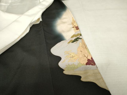 平和屋着物■豪華黒留袖 駒刺繍 風景花文 暈し染め 金彩 正絹 逸品 AAAP8403ma