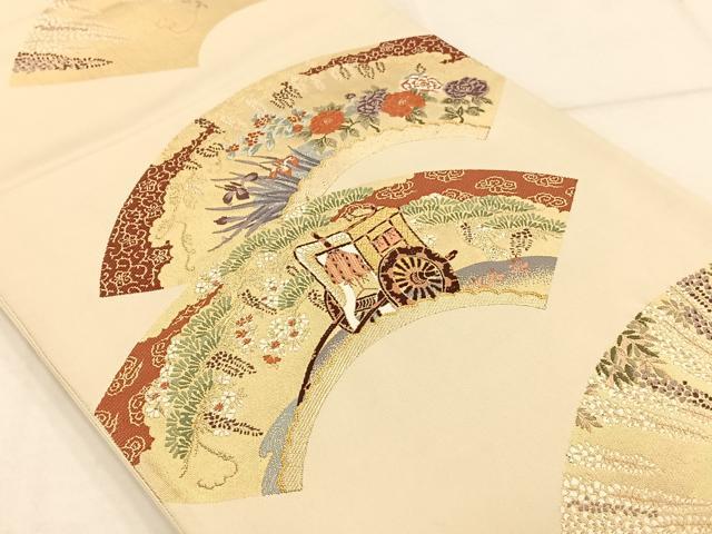 平和屋着物◎六通柄袋帯 唐織 地紙草花文 藤花房 金糸 正絹 逸品 AAAP9095ey