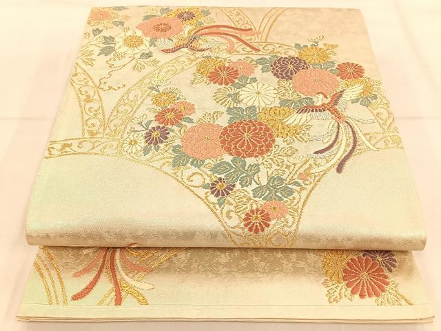 平和屋着物◎六通柄袋帯　唐織　瑞鳳菊花文　のがみや　金銀糸　正絹　逸品　AAAP9105ey