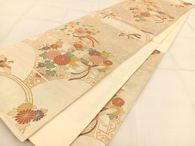 平和屋着物◎六通柄袋帯　唐織　瑞鳳菊花文　のがみや　金銀糸　正絹　逸品　AAAP9105ey
