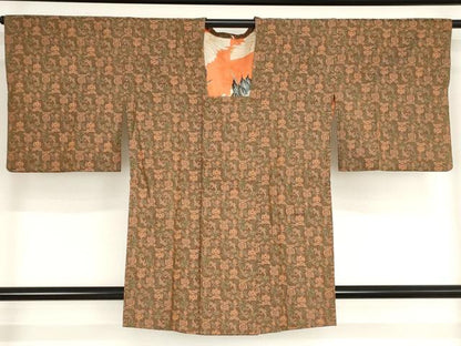 平和屋着物■道行コート 花鳥尽くし 正絹 逸品 AAAP9564bw