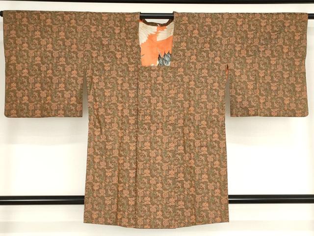 平和屋着物■道行コート 花鳥尽くし 正絹 逸品 AAAP9564bw