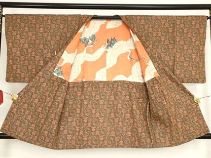 平和屋着物■道行コート 花鳥尽くし 正絹 逸品 AAAP9564bw