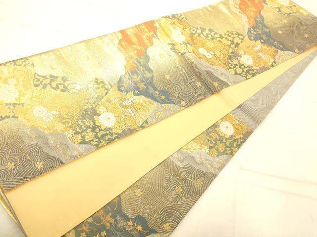 平和屋着物◎六通柄袋帯 道長花鳥文 金糸 正絹 逸品 AAAP9806fw