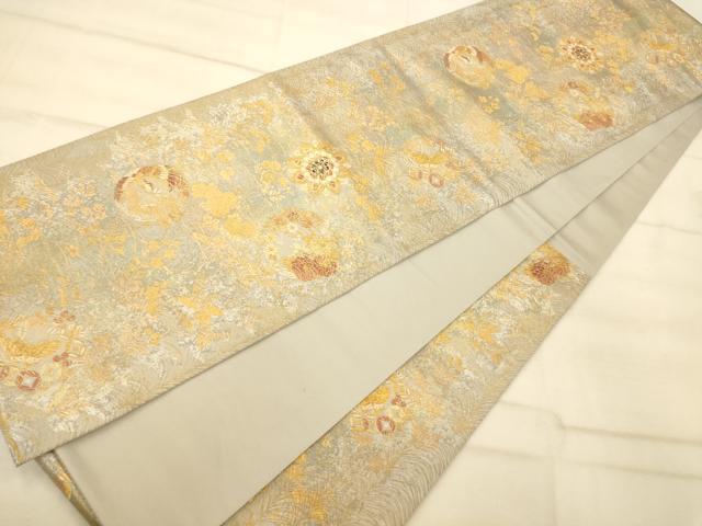 平和屋着物◎六通柄袋帯 唐織 鳳凰正倉院花文 金糸 引箔 正絹 逸品 AAAP9809fw