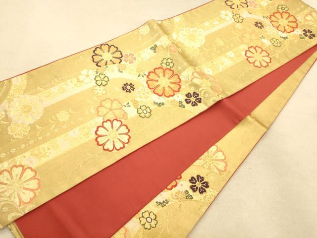平和屋着物◎六通柄袋帯 唐織 枝花文 金糸 正絹 逸品 AAAP9822fw