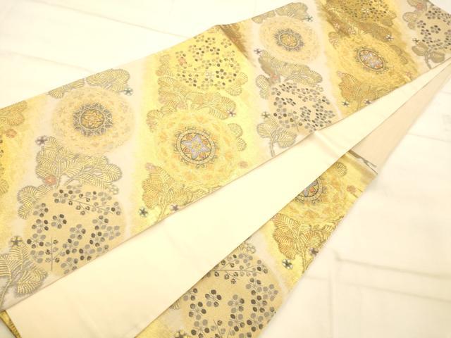 平和屋着物◎六通柄袋帯 斜若松華紋 金銀糸 正絹 逸品 AAAP9871fw