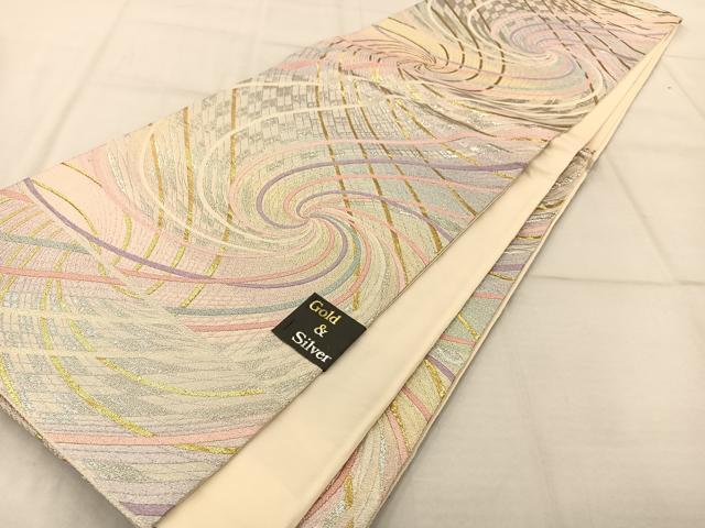 平和屋着物◎六通柄袋帯 流水文 金銀糸 正絹 逸品 AAAP9953ey