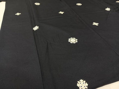 平和屋着物●上質な小紋 正倉院花文 漆黒色地 ロング丈 正絹 逸品 AAAQ0468np