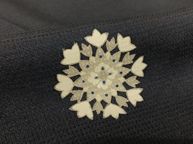 平和屋着物●上質な小紋 正倉院花文 漆黒色地 ロング丈 正絹 逸品 AAAQ0468np