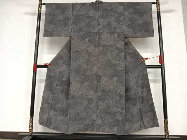 平和屋着物●伝統工芸士 保科信 江戸小紋 切り嵌め寄せ小紋柄 黒地 正絹 逸品 AAAQ0471np