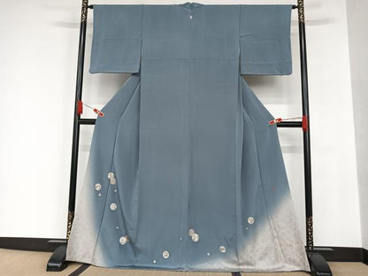 平和屋着物●松尾光琳 色留袖 雪輪に兎 暈し染め 銀彩 ロング丈 正絹 逸品 AAAQ0478np