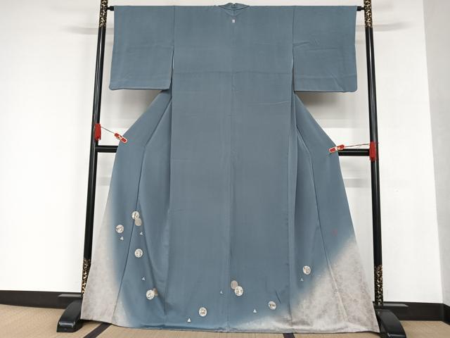 平和屋着物●松尾光琳 色留袖 雪輪に兎 暈し染め 銀彩 ロング丈 正絹 逸品 AAAQ0478np