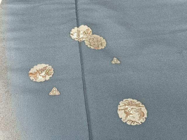 平和屋着物●松尾光琳 色留袖 雪輪に兎 暈し染め 銀彩 ロング丈 正絹 逸品 AAAQ0478np