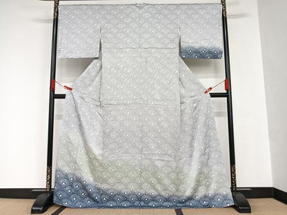 平和屋着物●訪問着 総絞り 青海波 暈し染め ロング丈 正絹 逸品 未使用 AAAQ0479np
