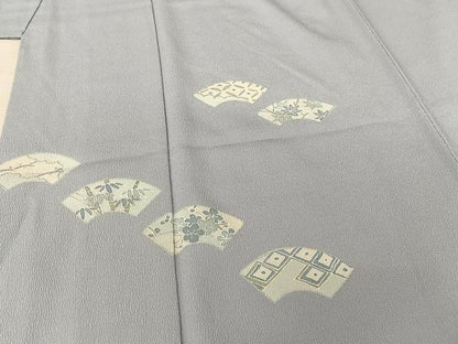 平和屋着物●洗える最高級着物　＜英＞はなぶさ謹製　訪問着　地紙花文　銀彩　洗える着物　AAAQ0648np