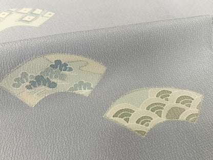 平和屋着物●洗える最高級着物　＜英＞はなぶさ謹製　訪問着　地紙花文　銀彩　洗える着物　AAAQ0648np
