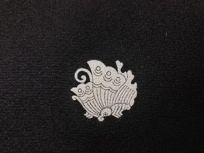 平和屋着物●伝統金彩工芸士　三蔵章三　黒留袖　寿光織　刺繍　唐獅子　金糸　正絹　逸品　AAAQ0665np