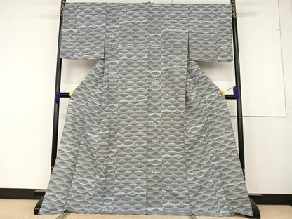 平和屋着物▽小紋 単衣 雪輪文 ロング丈 洗える着物 AAAQ0671np