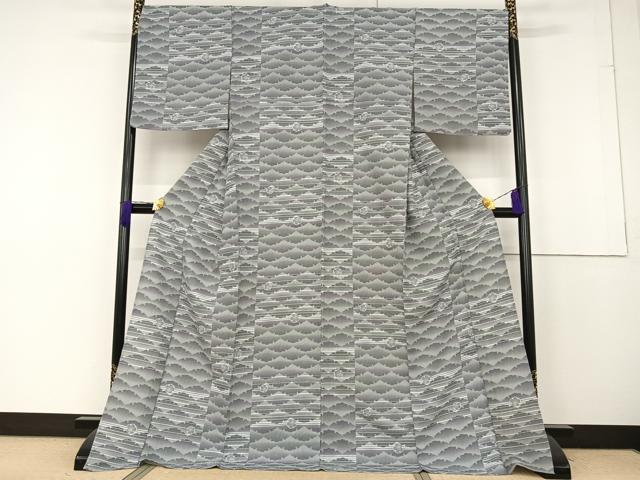 平和屋着物▽小紋 単衣 雪輪文 ロング丈 洗える着物 AAAQ0671np