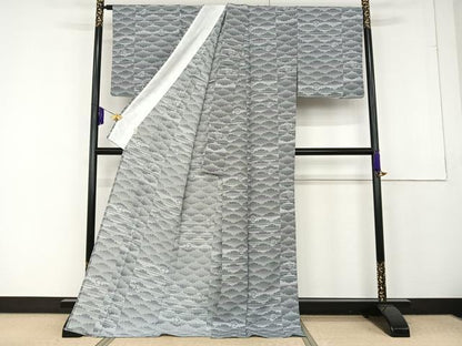 平和屋着物▽小紋 単衣 雪輪文 ロング丈 洗える着物 AAAQ0671np