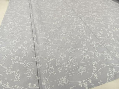 平和屋着物▽小紋 単衣 鳥獣戯画 洗える着物 AAAQ0690np