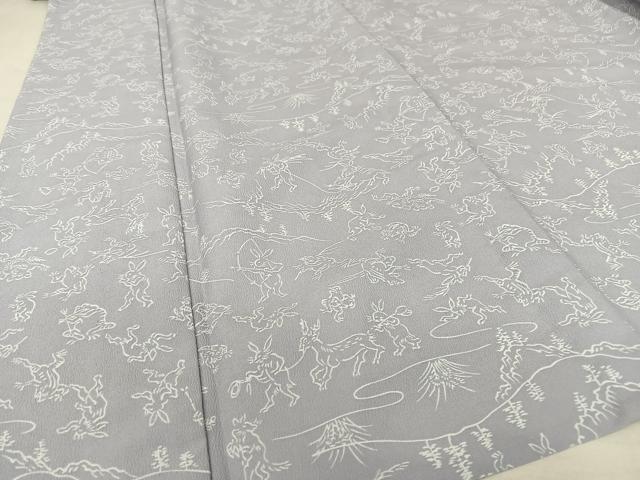 平和屋着物▽小紋 単衣 鳥獣戯画 洗える着物 AAAQ0690np