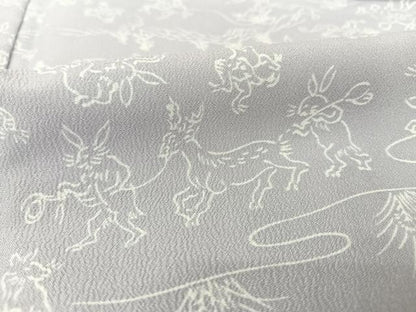 平和屋着物▽小紋 単衣 鳥獣戯画 洗える着物 AAAQ0690np