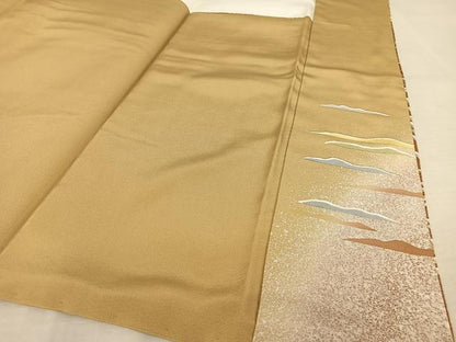 平和屋着物●訪問着 流水 金彩 鬼しぼ縮緬 正絹 逸品 AAAQ0745np